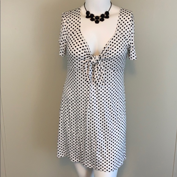Plus Size Polka Dot Tie Front Mini Dress - Picture 2 of 6